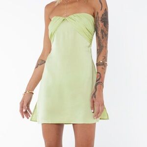 NWT PRINCESS POLLY Irena Strapless Mini Dress Green